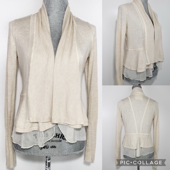 Anthro Angel of the North Cashmere Blend Swiss Dot Tier Ruffle Cardigan Sweater - Picture 4 of 12